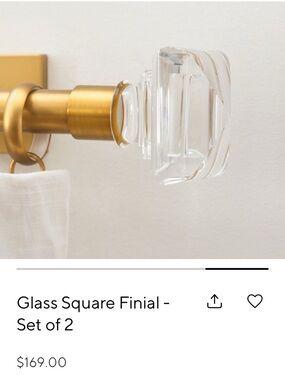 NIB Pottery Barn pewter finish square glass finials - clear and pewter